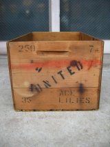ウッドボックス　UNITED　木箱　ストレージボックス　アドバタイジング　アンティーク　ビンテージ