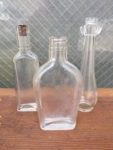 ガラスボトル　3本セット　薬瓶　クリアボトル　コルク　一輪挿し　アンティーク　ビンテージ