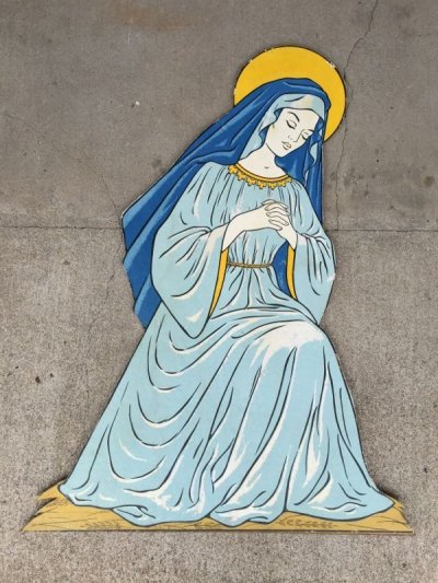 画像1: 1950'S　デコレーションパネル　聖母マリア　ヴァージンマリー　Virgin Mary　Holy Mother　移動遊園地　プライウッド　紙　アンティーク　ビンテージ