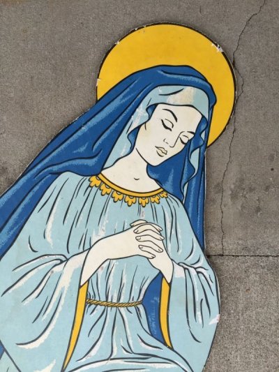 画像2: 1950'S　デコレーションパネル　聖母マリア　ヴァージンマリー　Virgin Mary　Holy Mother　移動遊園地　プライウッド　紙　アンティーク　ビンテージ