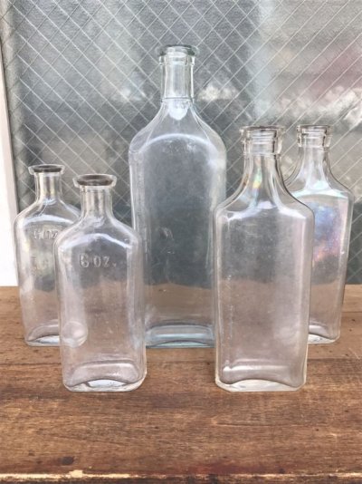 画像1: 19世紀　1860’S 70'S 80'S　メディスンボトル　5本セット　瓶　クリアガラス　アンティーク　ビンテージ