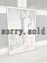 CUBA　キューバ　大型ポスター　フレーム付　ウォールデコ　ウォールオーナメント　HOLIDAY ISLE OF THE TROPICS　トロピカル　ピンナップガール　アンティーク　ビンテージ