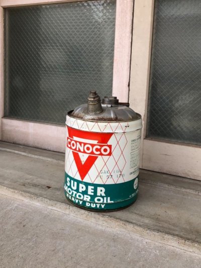 画像1: 1950'S 60'S　ガソリン缶　オイル缶　CONOCO SUPER MOTOR OIL　コンチネンタルオイルカンパニー　大型　アドバタイジング　アンティーク　ビンテージ
