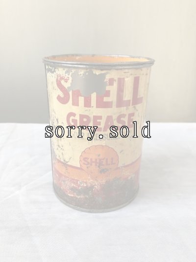画像1: 1940'S 50'S　ティン缶　SHELL GREASE シェル　グリース缶　小型　アドバタイジング　蓋アリ　アンティーク　ビンテージ