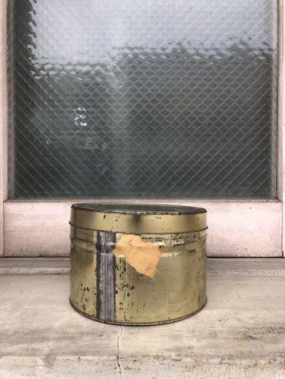 画像2: 1960'S 70'S　ゴールド　チェリー缶　蓋付　ストレージ缶　トラッシュカン　ブリキ　ティン缶　ゴミ箱　ドラム　アンティーク　ビンテージ