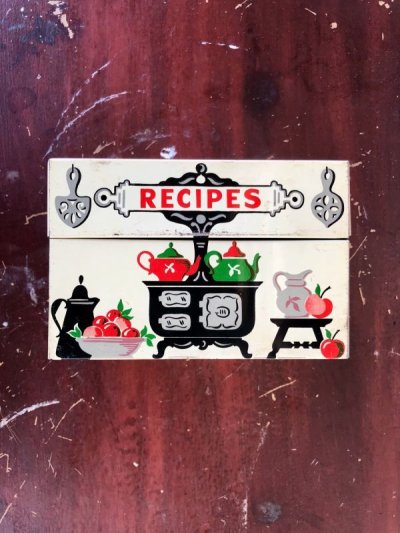 画像2: 1960'S　RECIPE BOX　メタルティンボックス　レシピ入れ　キッチンディスプレイ　仕切カード付き　アドレス帳にも！　アンティーク　ビンテージ