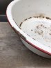 画像6: 19世紀　ホーロー　WASHBOWL　洗面器　トレイ　琺瑯　ホワイト/レッド　カントリー　アンティーク　ビンテージ