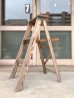 画像1: ウッドステップ　ラダー　ペンキ　ペイント　シャビーシック　大型3段　ガーデニング　はしご　梯子　木製　アイアン　脚立　アンティーク　ビンテージ (1)