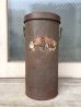 画像1: 1910'S 20'S　ティン缶　アドバタイジング缶　トラッシュカン　ゴミ箱　傘立て　ブリキ　シャビーシック　ウッドハンドル　蓋付　アドバタイジング　アンティーク　ビンテージ (1)