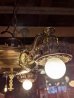 画像9: 1920'S30'S　アールデコ　シーリングライト　パンランプ　3灯　シャンデリア　真鍮　ベアバルブ　スイッチ付　ソケットサラウンド　装飾　アンティーク　ビンテージ