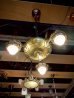 画像3: 1920'S30'S　アールデコ　シーリングライト　パンランプ　3灯　シャンデリア　真鍮　ベアバルブ　スイッチ付　ソケットサラウンド　装飾　アンティーク　ビンテージ