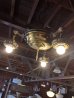 画像6: 1920'S30'S　アールデコ　シーリングライト　パンランプ　ARROW　3灯　シャンデリア　真鍮　ベアバルブ　スイッチ付　ソケットサラウンド　装飾　アンティーク　ビンテージ