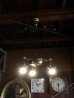 画像1: 1920'S30'S　アールデコ　シーリングライト　パンランプ　ARROW　3灯　シャンデリア　真鍮　ベアバルブ　スイッチ付　ソケットサラウンド　装飾　アンティーク　ビンテージ (1)