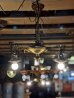 画像7: 1920'S30'S　アールデコ　シーリングライト　パンランプ　BRYANT　2灯　シャンデリア　真鍮　ベアバルブ　スイッチ付　ソケットサラウンド　装飾　アンティーク　ビンテージ