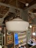画像18: 1930'S　ミルクガラスシェード　ペンダントランプ　シーリングライト　1灯　スクールハウスシーリング　大型　アーツ＆クラフツ　シャビーシック　スチール　アイアン　アンティーク　ビンテージ