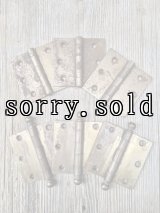 1920'S 30'S　蝶番　抜き差し蝶番　3pcs/set　アイアン　メッキ　シャビーシック　3個セット　 スティープルトップ蝶番　ボールティップ丁番　バタフライ　ヒンジ　アンティーク　ビンテージ