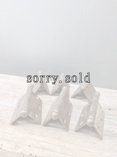 画像2: 1920'S 30'S　蝶番　抜き差し蝶番　3pcs/set　アイアン　メッキ　シャビーシック　3個セット　 スティープルトップ蝶番　ボールティップ丁番　バタフライ　ヒンジ　アンティーク　ビンテージ