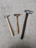 画像2: Old ‎Carpenter's tools & Objet　オブジェ　工具　ハンマー　クラフトハンマー　3本セット　アイアン／ウッド　レザークラフト 店などの　ディスプレイに　アンティーク　ビンテージ (2)