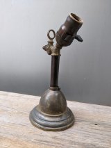 1890'S 1900’S　WEBER　レア　アーリーセンチュリー　ガス エレクトリック デュプレックスモデル　ミュータント　1灯　ベアバルブ　ウォールマウントブラケットライト　真鍮　銅メッキ　ガスバルブ付　アンティーク　ビンテージ