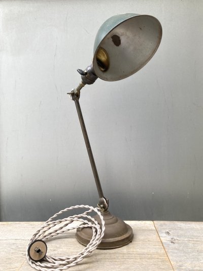 画像1: 1920'S 30'S　アーリーセンチュリー　FARIES　HUBBELL　フェアリーズ　シャビーシック　インダストリアルランプ　デスクランプ　タスクランプ　1灯　2アジャスター　ブラス　アイアン　スチール　アンティーク　ビンテージ