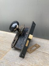1920'S 30'S　アーリーセンチュリー　アイアン　ポーセリン　ドアノブ ラッチバック ドアストライク ドアプレート セット　鍵なし　アンティーク　ビンテージ