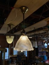 1910'S 20'S　GE　ジェネラルエレクトリック　ホロフェーン　HOLOPHANE　シーリングライト　1灯　リフレクターカット　ガラスシェード　ペンダントライト　装飾　アンティーク　ビンテージ