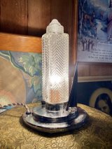 1930'S 40'S　アールデコ　マイアミモダン　フロリダ デコ　マシーンエイジ　ヨット　マリンシップ　ロケット　テーブルランプ　1灯　ブリリアント　ガラス　アンティーク　ビンテージ