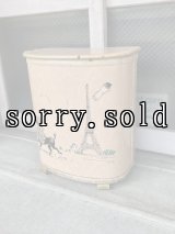 1950’S　PEARL WICK　フィフティーズ　プードル＆エッフェル塔　スタッズ　ランドリーハンパー　バスケット　ランドリーボックス　おしゃれ洗濯カゴ　ピンク　ビンテージ