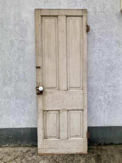 画像1: 木製ドア　1910'S 20'S　PATINA　パティーナ　ホワイト　ドアノブ　蝶番　丸座　ロゼット　ラッチ付き　アンティーク　ビンテージ