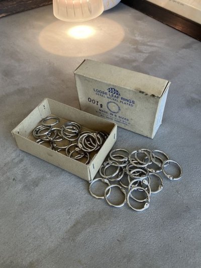 画像2: 1960'S 70'S　USA　デッドストック　カードリング（小）loose leaf binder rings　made in Japan 　インデックスホルダーリング　RING BOOK 　一箱セット　日本製　逆輸入　ステーショナリー　スチール　ニッケルメッキ　アンティーク　ビンテージ