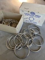 1960'S 70'S　USA　デッドストック　カードリング（大）loose leaf binder rings　made in Japan 　インデックスホルダーリング　RING BOOK 　一箱セット　日本製　逆輸入　ステーショナリー　スチール　ニッケルメッキ　キーホルダー キーリングに！　アンティーク　ビンテージ