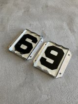 1940'S?　50'S?　"69"　"96"　"66"　"99"　レア　チッピング グリッター ガラス　ラメ　レターブロック　レタープレート　サイン　ハウスナンバー　アルミニューム　ガラス　アンティーク　ビンテージ