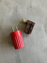 1950'S 60'S　GE　FEDTRO　2PCS/SET.　3口タップ　延長タップ　レッド　ブラウン　ベークライト　ラバー　２個セット　アンティーク　ビンテージ