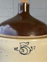 19世紀　ウイスキー　ストーンウエアー　炻器　Stoneware Jug　WHISKEY JUG　moonshine jug　5ガロン　WATER JUG　陶器　ジャグ　フラワーベースに　ガーデニング　クラックあり　アンティーク　ビンテージ