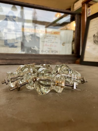 画像2: 1910'S 20'S　アーリーセンチュリー　ガラス取手　大型　キャビネットノブ　ドロワープル　クリアガラス　アイアン　バラ売り　アンティーク　ビンテージ