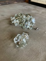 1910'S 20'S　アーリーセンチュリー　ガラス取手　大型　キャビネットノブ　ドロワープル　クリアガラス　アイアン　バラ売り　アンティーク　ビンテージ