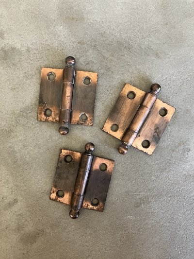 画像1: 1910'S 20'S 30'S　ジャパンカラー　ジャパンドメッキ　蝶番　丁番　ドアバタフライ　アイアン　銅メッキ　3個セット　抜き差し蝶番　アンティーク　ビンテージ