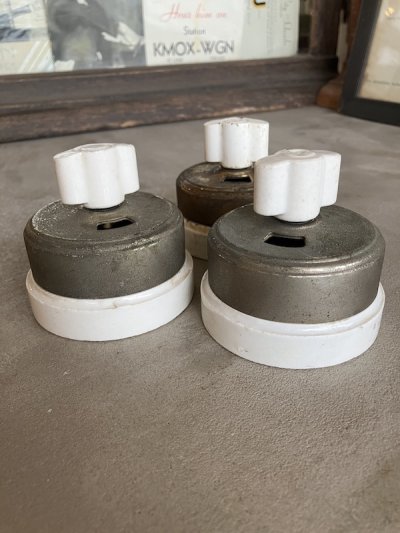 画像2: 1900'S 10'S    アーリーエレクトリック　アメリカ製　サーフェイススイッチ　THE PES MFG.CO　PERKINS　超大型　ロータリースイッチ　ターンスイッチ　ブラス　ニッケルメッキ　ポーセリン　アンティーク　ビンテージ 