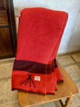 1940'S 50'S　Mohawk　Te Pee　ウール ブランケット　カナダ製　インディアン ラグ　レッド ブラックストライプ　モヘア　ネイティブ　キャンプ　テント　アンティーク　ビンテージ