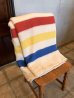 画像2: 1950'S　J.C.PENNY CO.Inc　Golden Down　ALL WOOL BLANKET　ペニーズ　J.C.ペニー　ウール ブランケット　マルチカラー　ストライプ　キャンプ　アウトドア　ハドソンベイ風　アンティーク　ビンテージ (2)