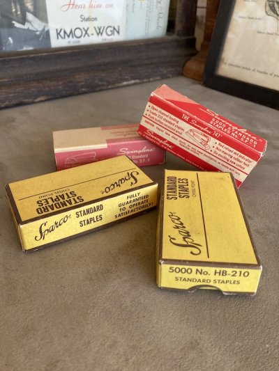 画像2: 1950'S  60'S    Swingline　Sparco　ステイプラー　Stapler　ステイプル　ホチキス　ホッチキス針　替針　紙箱　4箱セット　アドバタイジング　アンティーク　ビンテージ