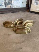 1940'S 50'S　家具用引き手　取手　4pcs/SET　ドロワー プル　ラウンド　キャビネット　メッキ　鉄　シャビーシック　パティナ　PATINA　アンティーク　ビンテージ