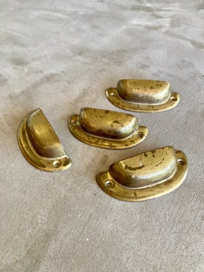 画像2: 1940'S 50'S　家具用引き手　取手　4pcs/SET　ドロワー プル　ラウンド　キャビネット　メッキ　鉄　シャビーシック　パティナ　PATINA　アンティーク　ビンテージ