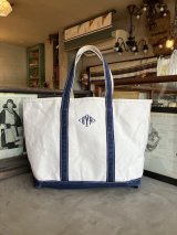 1980’s 90'S　L.L.BEAN　Vintage　Boat and Tote　モノグラム　ボートアンドトート　エルエルビーン　L.L.ビーン　ビーントート　ラージ　LARGE　アメリカ製　MADE IN USA　グッドコンディション　NAVY　帆布　ビンテージ