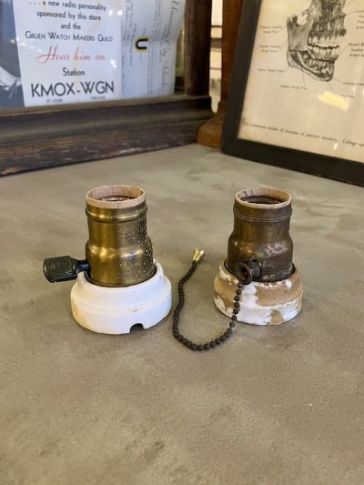 画像3: 1900'S 1910’S CIRCLE F アーリーセンチュリー フラッシュマウント ウォールマウント&シーリングマウント シンプルライト ポーセリン 真鍮 ソケットランプ 1灯 アンティーク ビンテージ