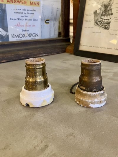 画像4: 1900'S 1910’S CIRCLE F アーリーセンチュリー フラッシュマウント ウォールマウント&シーリングマウント シンプルライト ポーセリン 真鍮 ソケットランプ 1灯 アンティーク ビンテージ