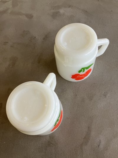 画像8: 1960'S 70'S　Fire-King　スタッキングマグ　FOXY FLOWERS　フォクシーフラワーズ　ポピー　アンカーホッキング　ファイヤーキング　レッド＆イエロー　ミントコンディション　アンティーク　ビンテージ