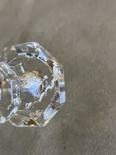 画像14: 1910'S 20'S　アーリーセンチュリー　ガラス取手　オクタゴン　八角形　中型　キャビネットノブ　ドロワープル　クリアガラス　アイアン　バラ売り　アンティーク　ビンテージ