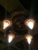 画像1: 1920'S30'S　アールデコ　シーリングライト　4灯　シャンデリア　真鍮　ベアバルブ　スイッチ付　装飾　アンティーク　ビンテージ (1)