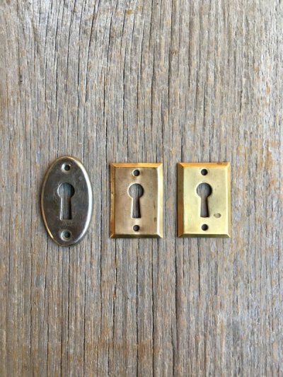 画像1: キーホール　keyhole　キープレート　スケルトンキー用　カギ穴プレート　真鍮　オーバル　スクエア　アンティーク　ビンテージ